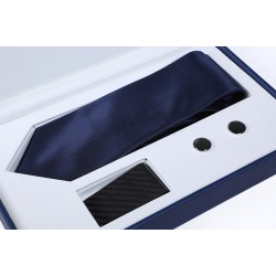 Carbon Fibre Money-clip, cufflinks and Silk Tie Set