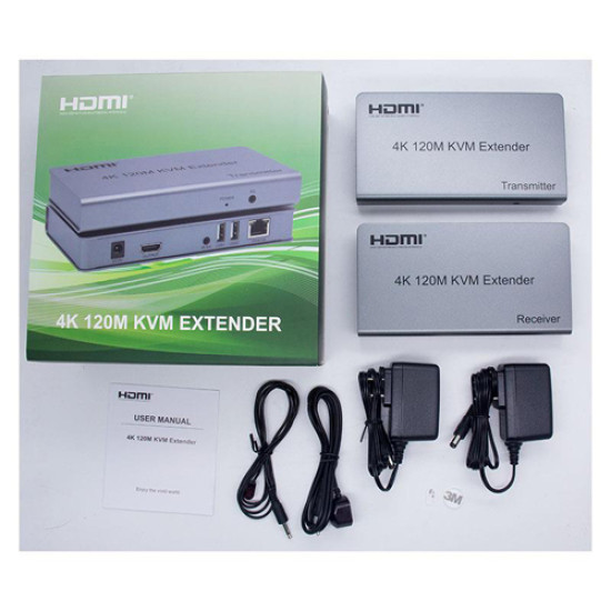 4k 120m HDMI KVM Extender With Local Loop Out And Audio Output